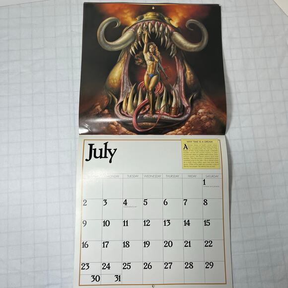 Vintage 1995 Boris Vallejo Fantasy Calendar - Unused same dates again in 2034 - Picture 12 of 16